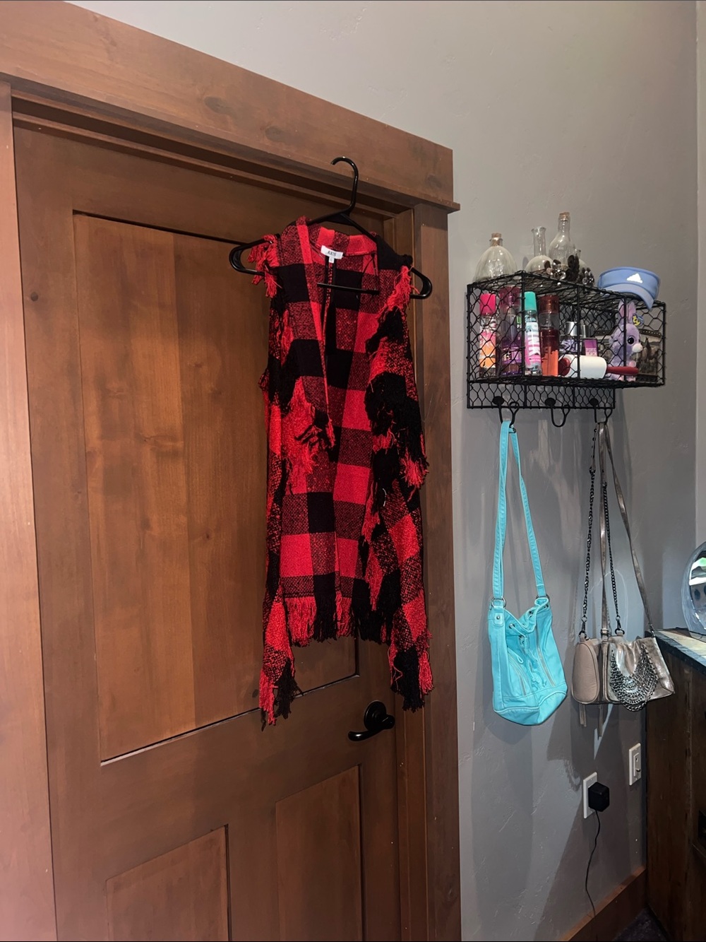 Axis Buffalo Check Plaid Vest w Fringe/Raw Hem